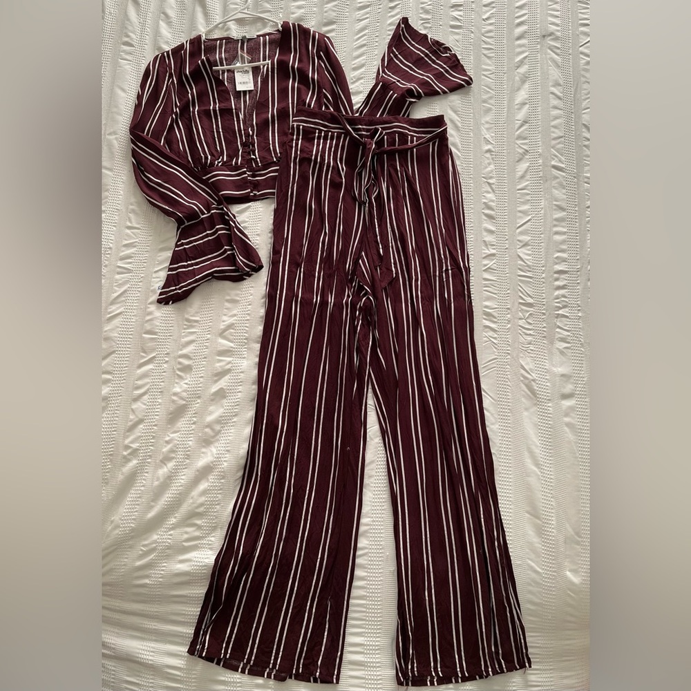 Striped Set-Long sleeved crop, and Pant